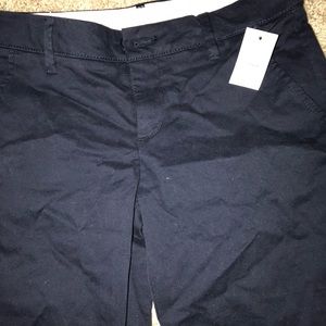 Navy blue school uniform shorts.